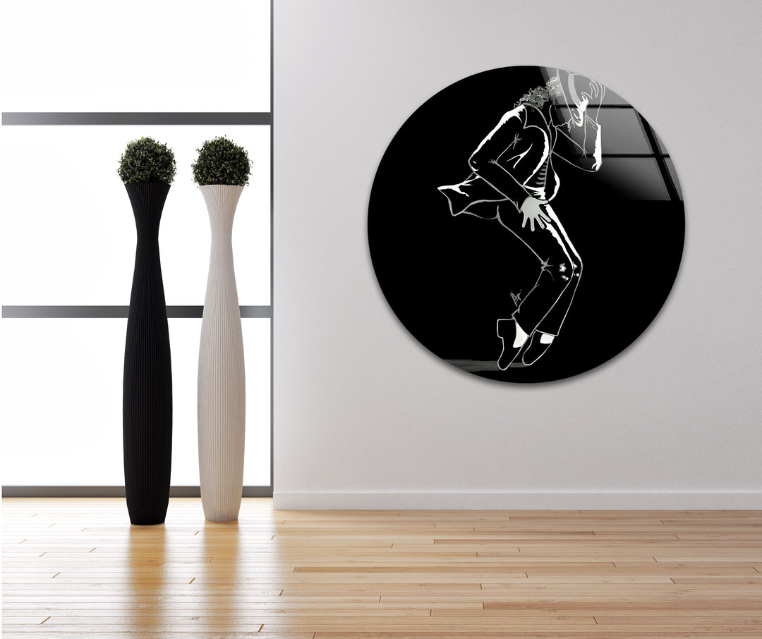 Striking black and white wall art featuring Michael Jackson’s silhouette, perfect for fans and art lovers alike.