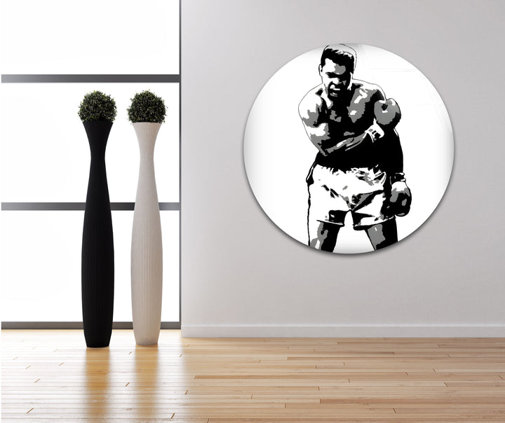 Modern black and white paintings of Muhammad Ali perfect for adding strength and elegance to any space
