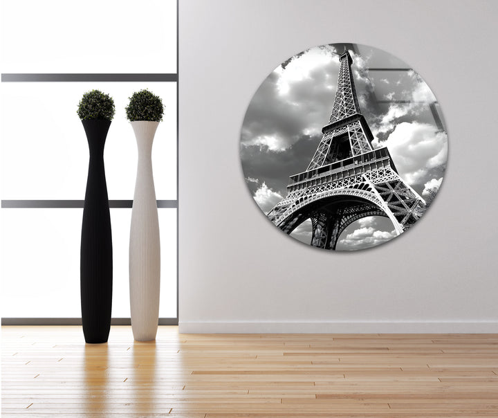 Modern black and white paintings of the Eiffel Tower close-up perfect for adding timeless sophistication to your decor
