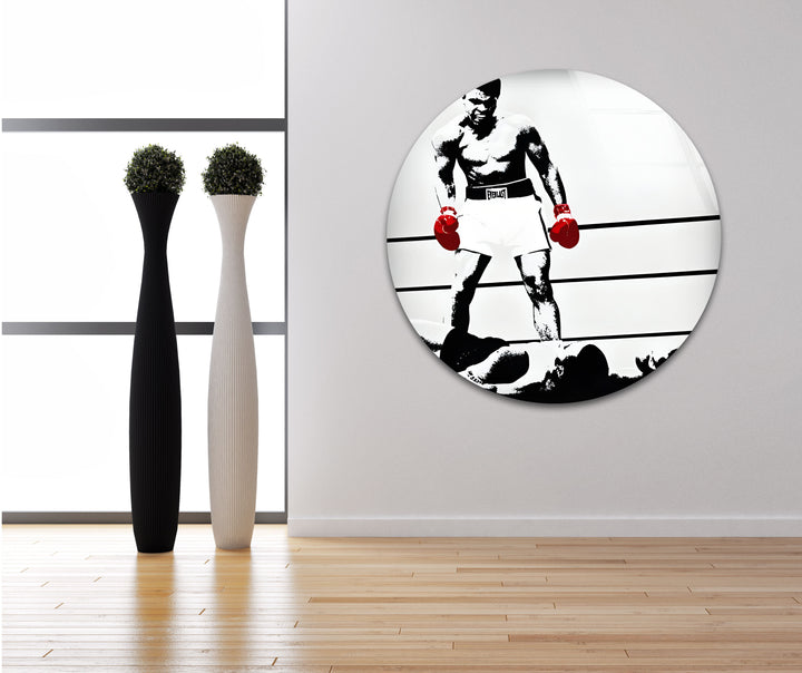 Schwarz-weiße Glaswandkunst von Muhammed ALI