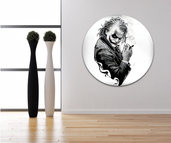 Joker Schwarz-Weiß-Design Glaswandkunst