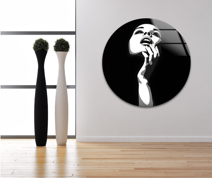 Black And White Woman Portrait Glass Wall Art