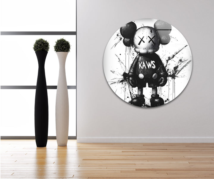 Unique black and white wall decor showcasing the playful yet abstract interpretation of Mickey x Kaws.