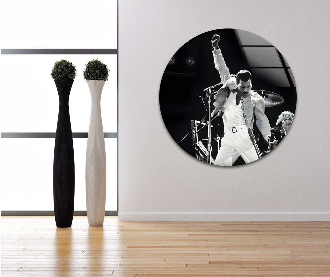 Eye-catching black and white abstract art of Freddie Mercury for stylish spaces.