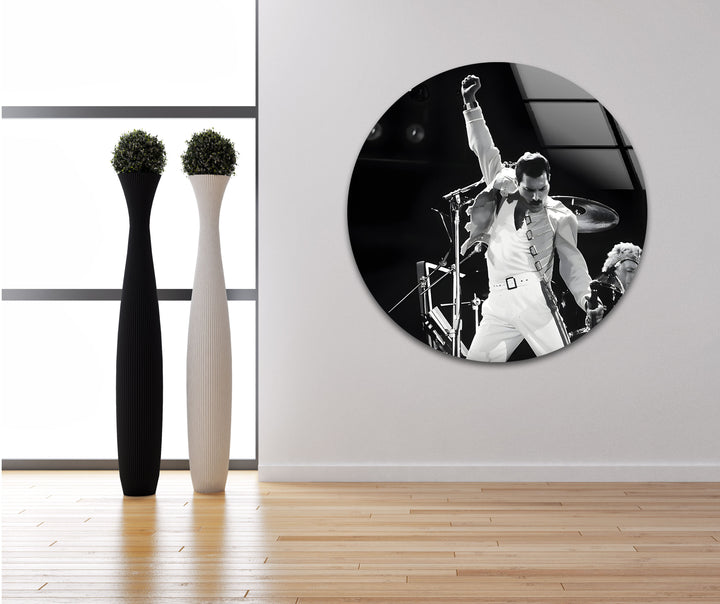 Eye-catching black and white abstract art of Freddie Mercury for stylish spaces.
