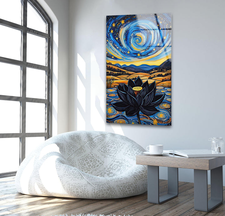Black Lotus Glass Wall Art glass wall decor, glass wall art decor
