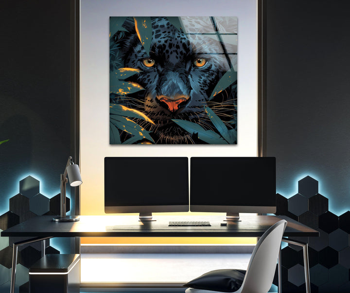 Panther Painting Glass Wall Art picture on glass wall art, photos printed on glass
