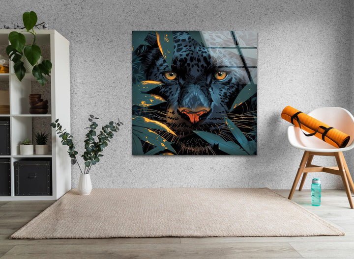 Panther Painting Glass Wall Art photo print on glass, prints on glass wall art