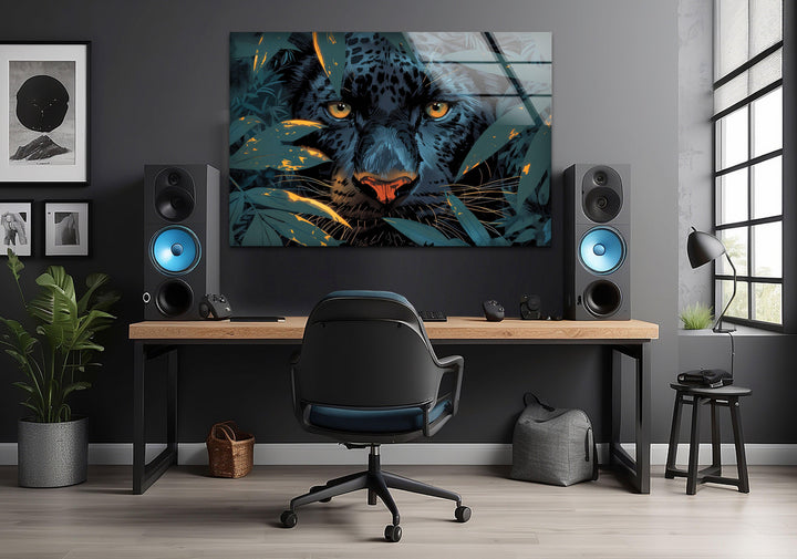 Panther Painting Glass Wall Art custom glass pictures, glass art prints