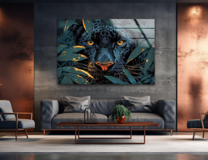 Panther Painting Glass Wall Art custom glass photo prints, large glass prints