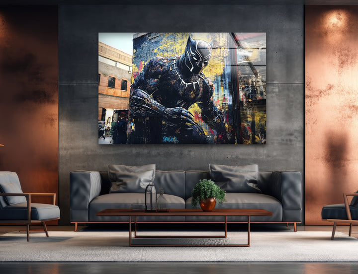 Black Panther Graffiti Glass Wall Art Glass Printing Wall Art, Print photos on glass