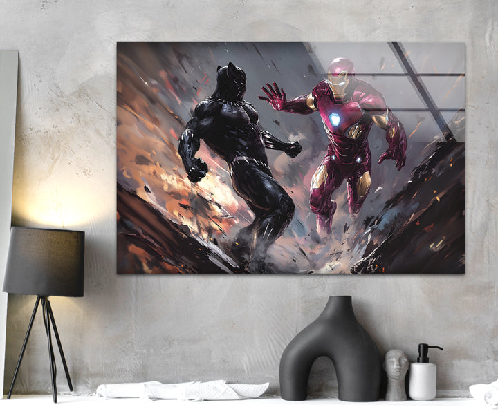 Superheroes art showcasing iconic characters brought to life with bold and vibrant designs
