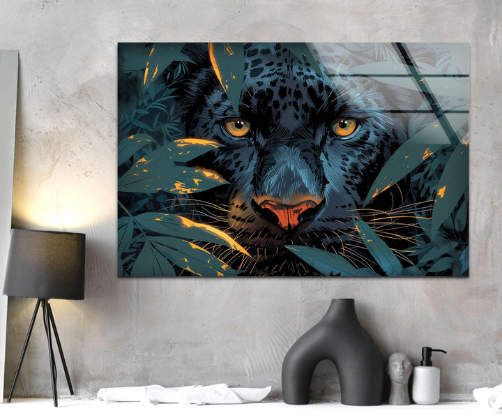 Panther Painting Glass Wall Art glass photo prints, glass picture prints