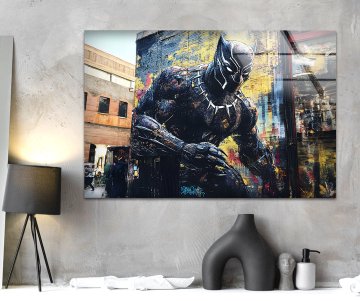 Black Panther Graffiti Glass Wall Art art glass wall art, glass wall art pictures