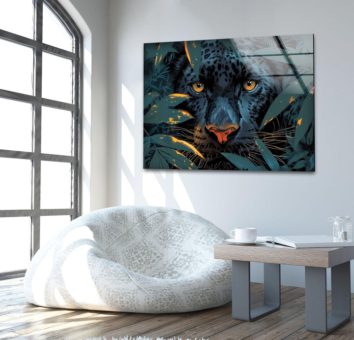 Panther Painting Glass Wall Art glass pictures for Wall, glass prints wall art