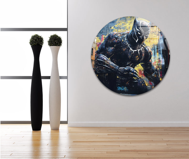 Black Panther Graffiti Glass Wall Art photo print on glass, prints on glass wall art