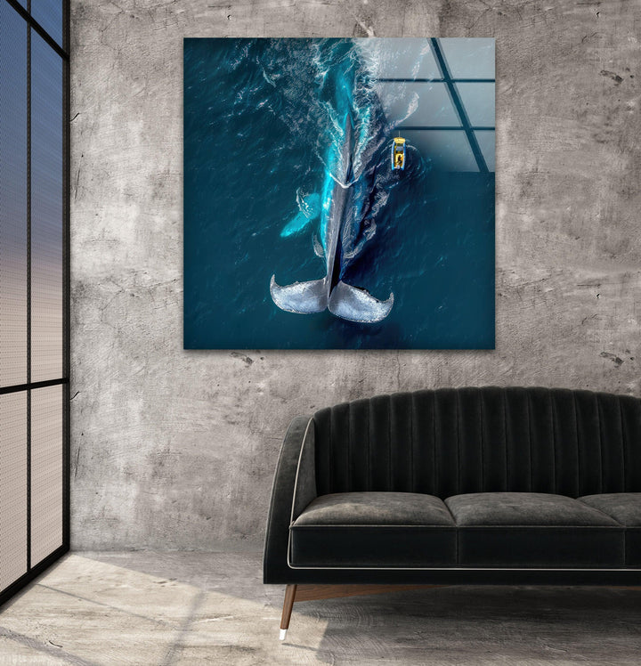 Big Blue Whale Glass Wall Art Glass Printing Wall Art, Print photos on glass