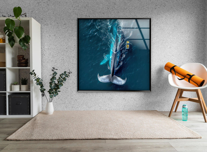 Big Blue Whale Glass Wall Art glass photo prints, glass picture prints