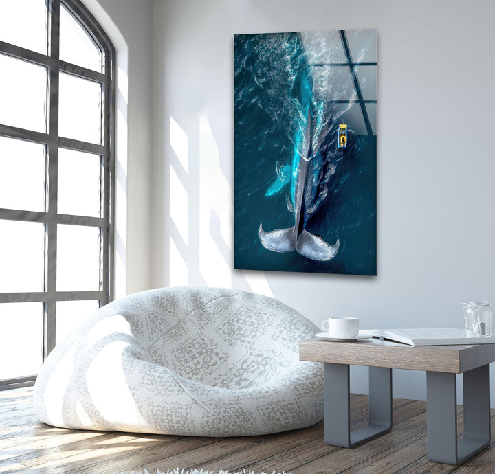 Big Blue Whale Glass Wall Art custom glass photo prints, large glass prints