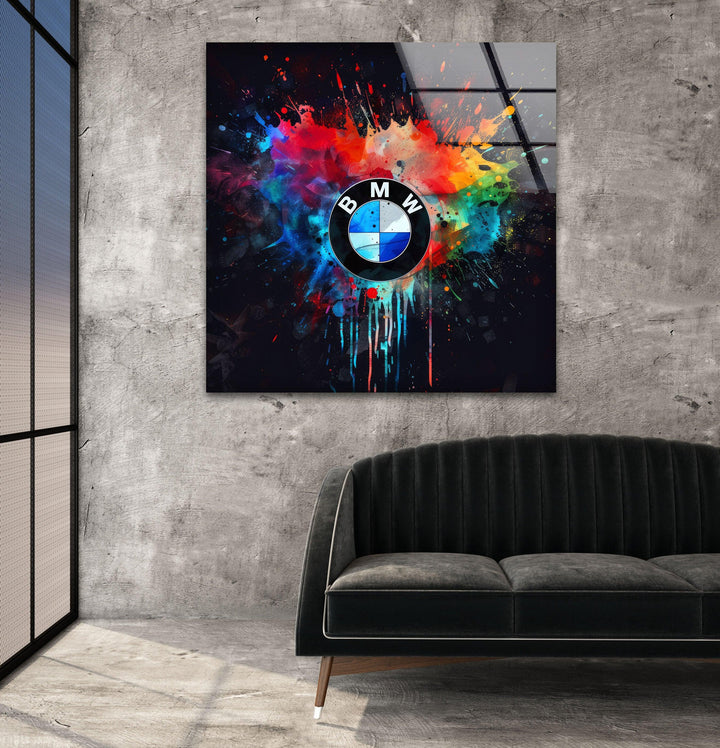 BMW Logo Glaswandkunst