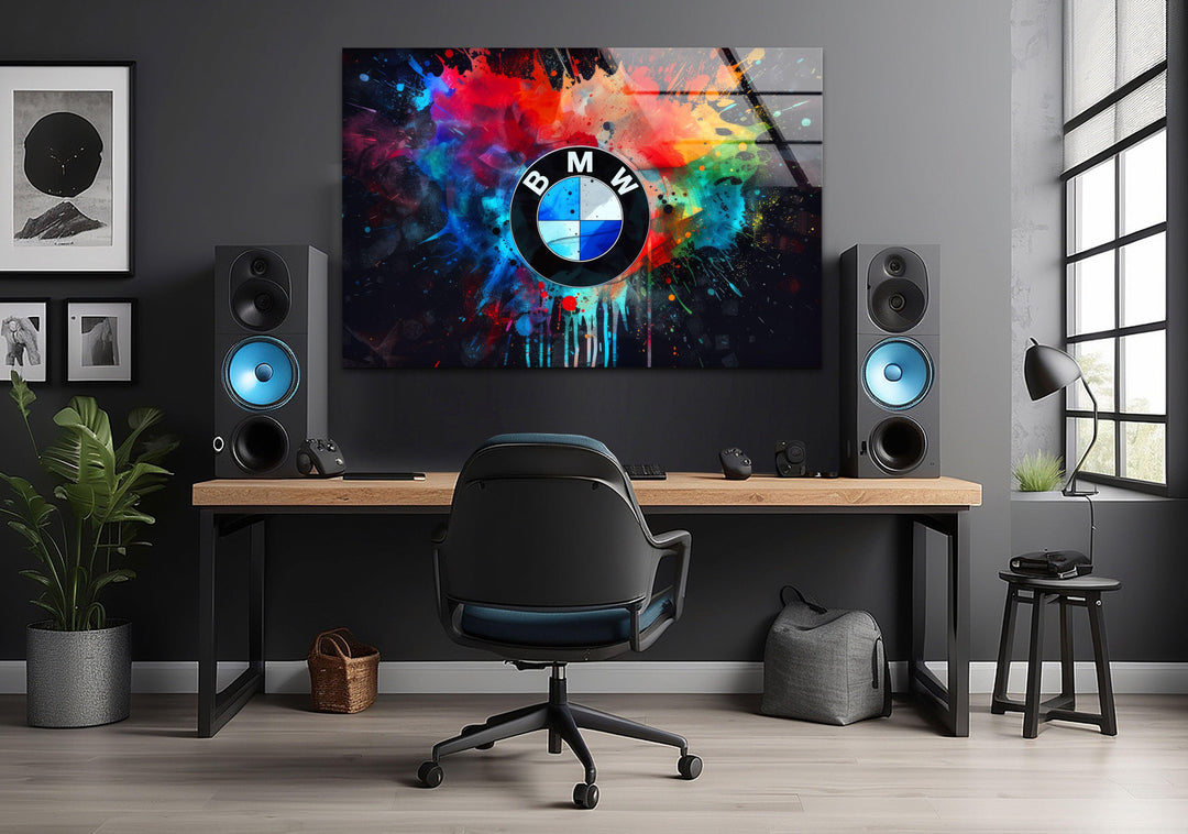 BMW Logo Glaswandkunst