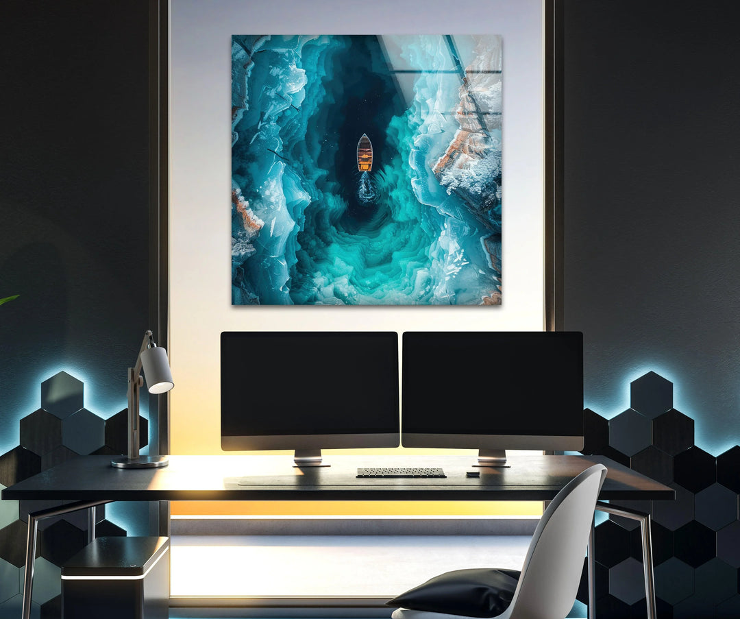 Ice Cave Landscape Glass Wall Art picture on glass wall art, photos printed on glass