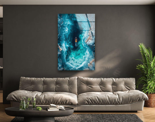 Featuring a glossy finish, this stunning 3D glass wall artwork highlights the mesmerizing ocean depth illusion of this glass wall art.