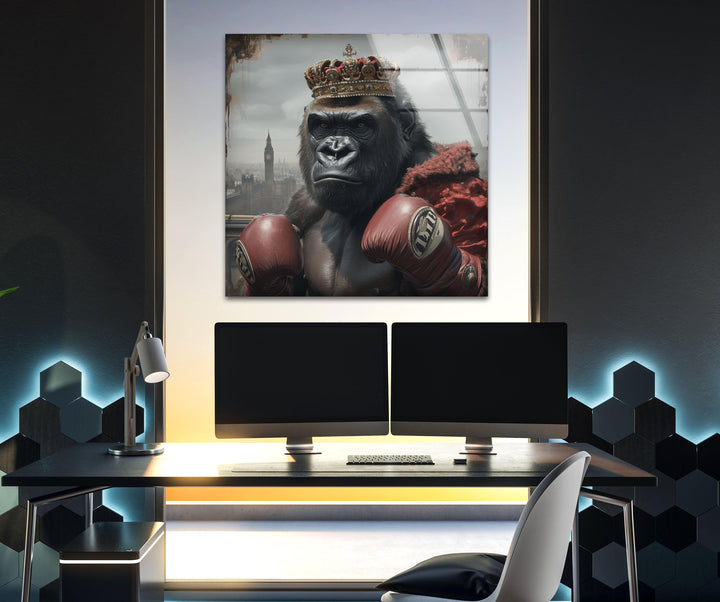 Boxer-Gorilla-Wandkunst aus Glas