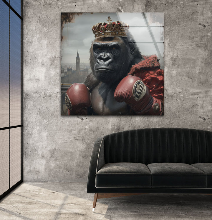 Boxer-Gorilla-Wandkunst aus Glas