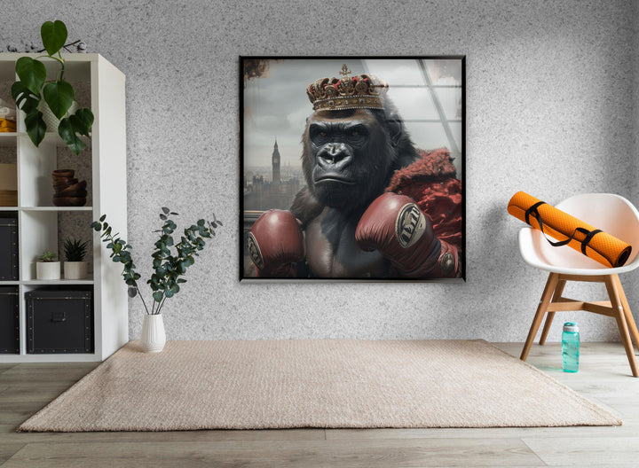 Boxer-Gorilla-Wandkunst aus Glas