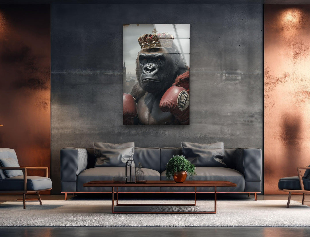 Boxer-Gorilla-Wandkunst aus Glas