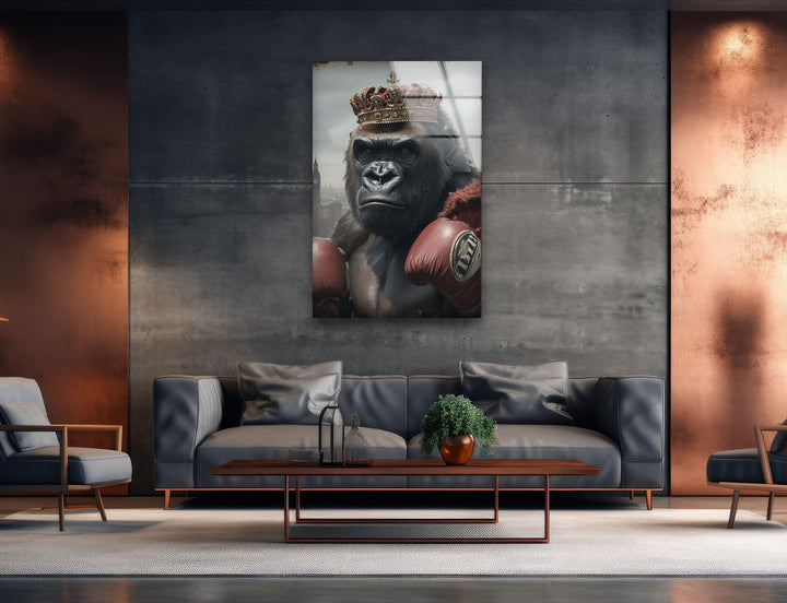 Boxer-Gorilla-Wandkunst aus Glas