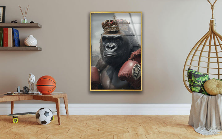Boxer-Gorilla-Wandkunst aus Glas
