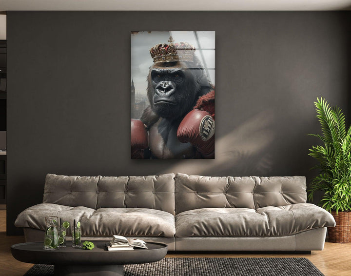 Boxer-Gorilla-Wandkunst aus Glas
