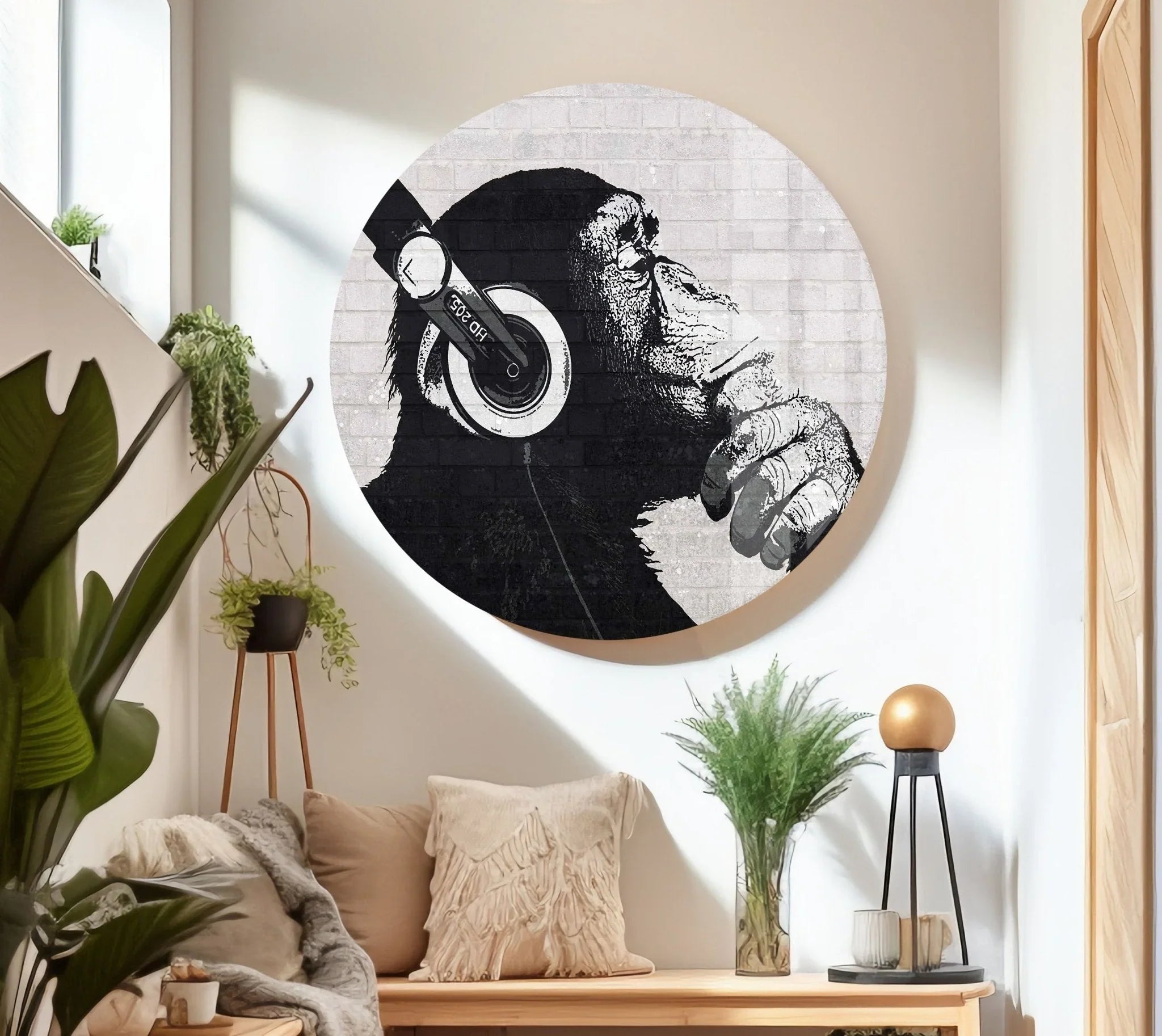 Banksy Dj Monkey Headphones | Banksy Street Art Decor – MyPhotoStation
