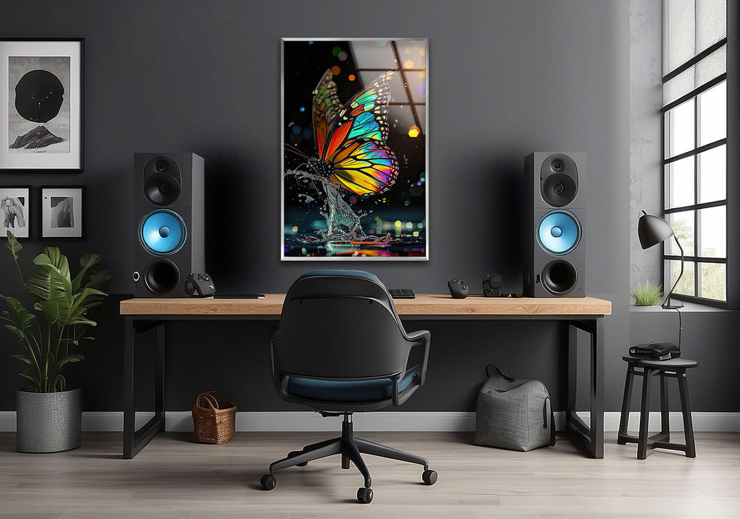 Red Yellow Butterfly Glass Wall Art glass image printing, glass prints from photos
