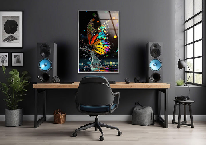Red Yellow Butterfly Glass Wall Art glass image printing, glass prints from photos

