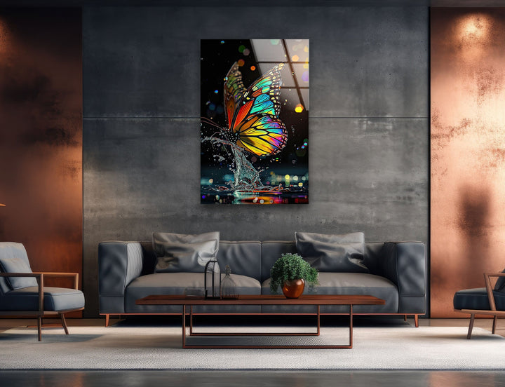 Red Yellow Butterfly Glass Wall Art glass pictures for Wall, glass prints wall art
