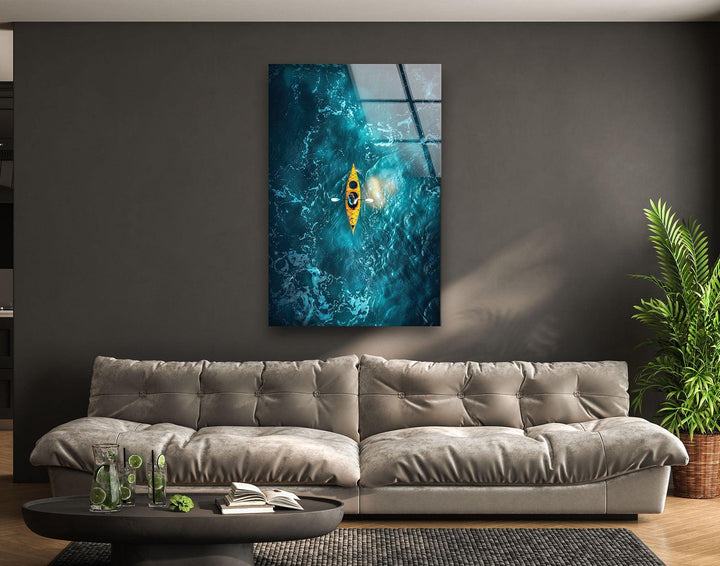 Canoeing on The Water Glass Wall Art Glass Printing Wall Art, Print photos on glass