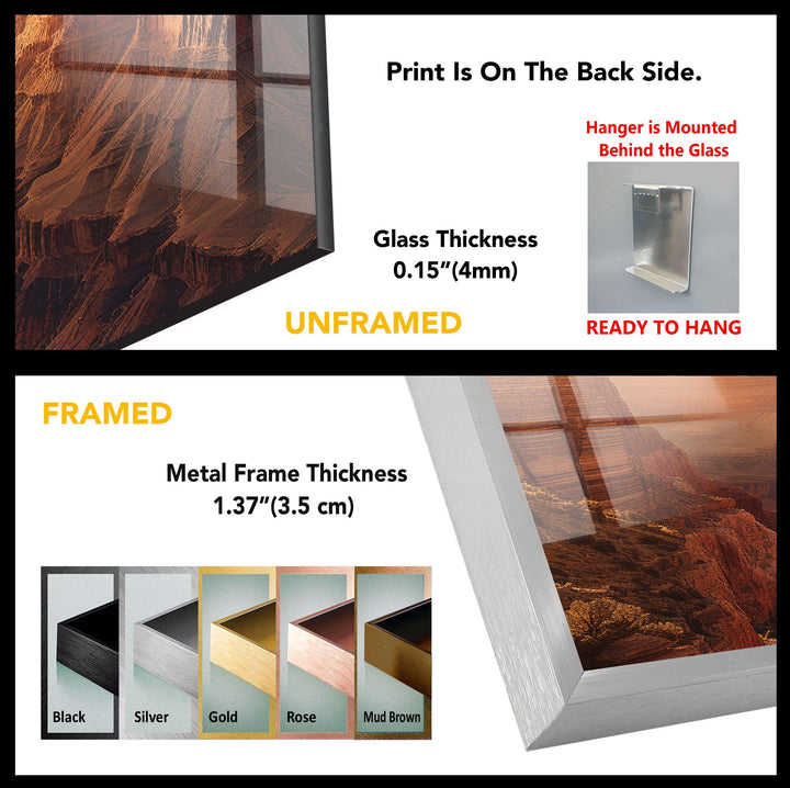 Grand Canyon Glass Wall Art: A Breathtaking Sunset Landscape