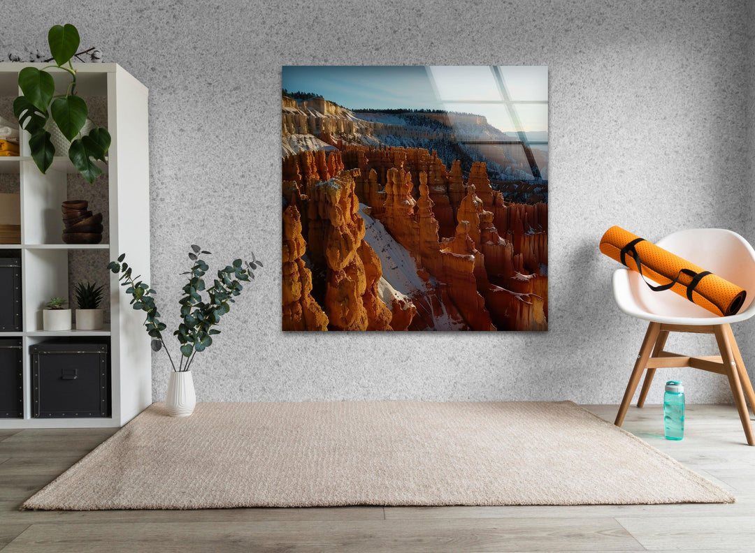 Bryce Canyon Landscape Glass Wall Art print picture on glass, Tempered Glass Wall Art