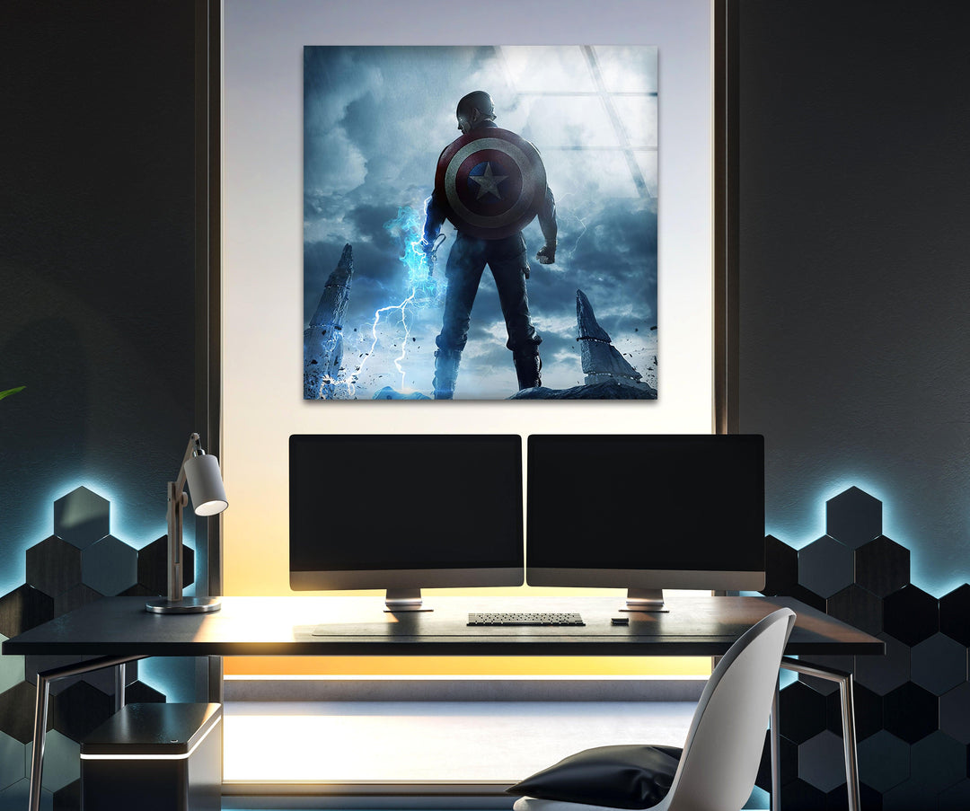 Captain America Marvel Glass Wall Art Glass Printing Wall Art, Print photos on glass

