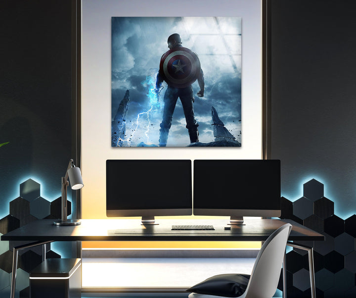 Captain America Marvel Glass Wall Art Glass Printing Wall Art, Print photos on glass

