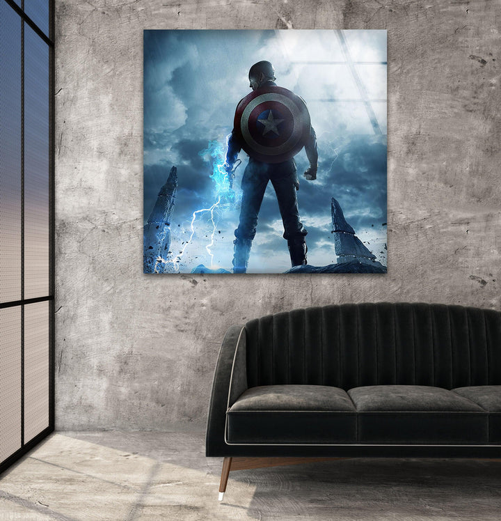 Captain America Marvel Glass Wall Art glass art painting, glass art for the Wall
