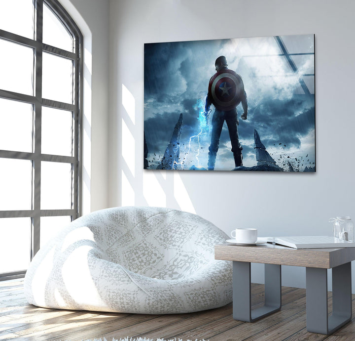 Captain America Marvel Glass Wall Art stained glass wall art, stained glass wall decor

