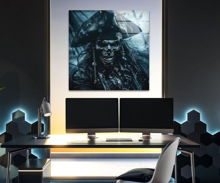 Skeleton Captain Jack Sparrow Glass Wall Art, glass image printing, glass prints from photos