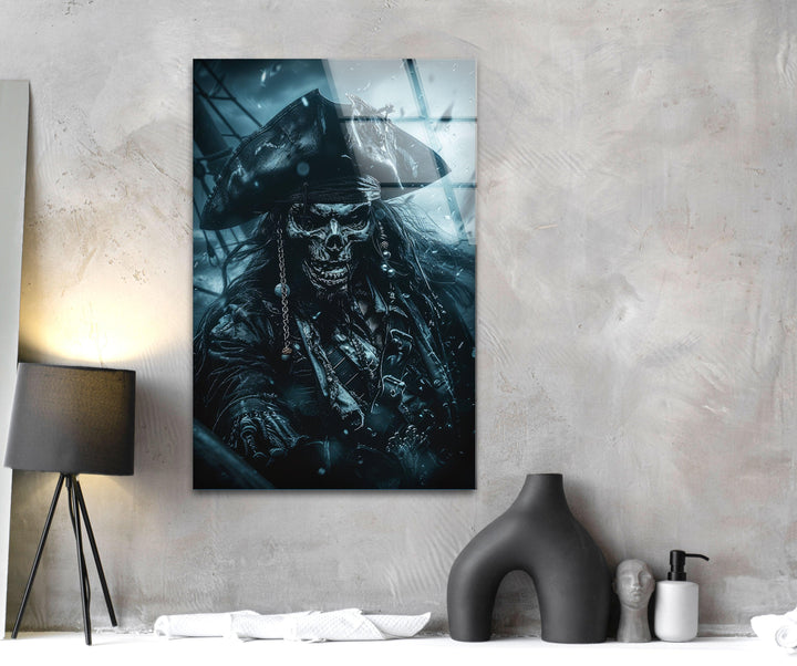 Skeleton Captain Jack Sparrow Glass Wall Art, glass pictures for Wall, glass prints wall art
