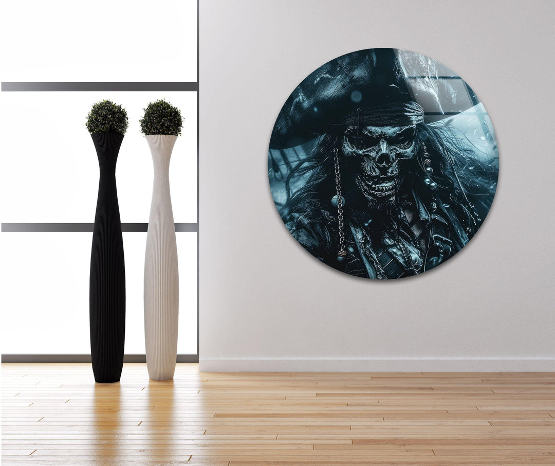 Skeleton Captain Jack Sparrow Glass Wall Art, custom glass pictures, glass art prints