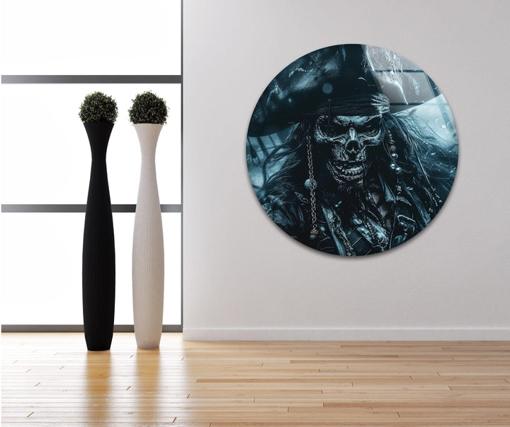 Skeleton Captain Jack Sparrow Glass Wall Art, custom glass pictures, glass art prints