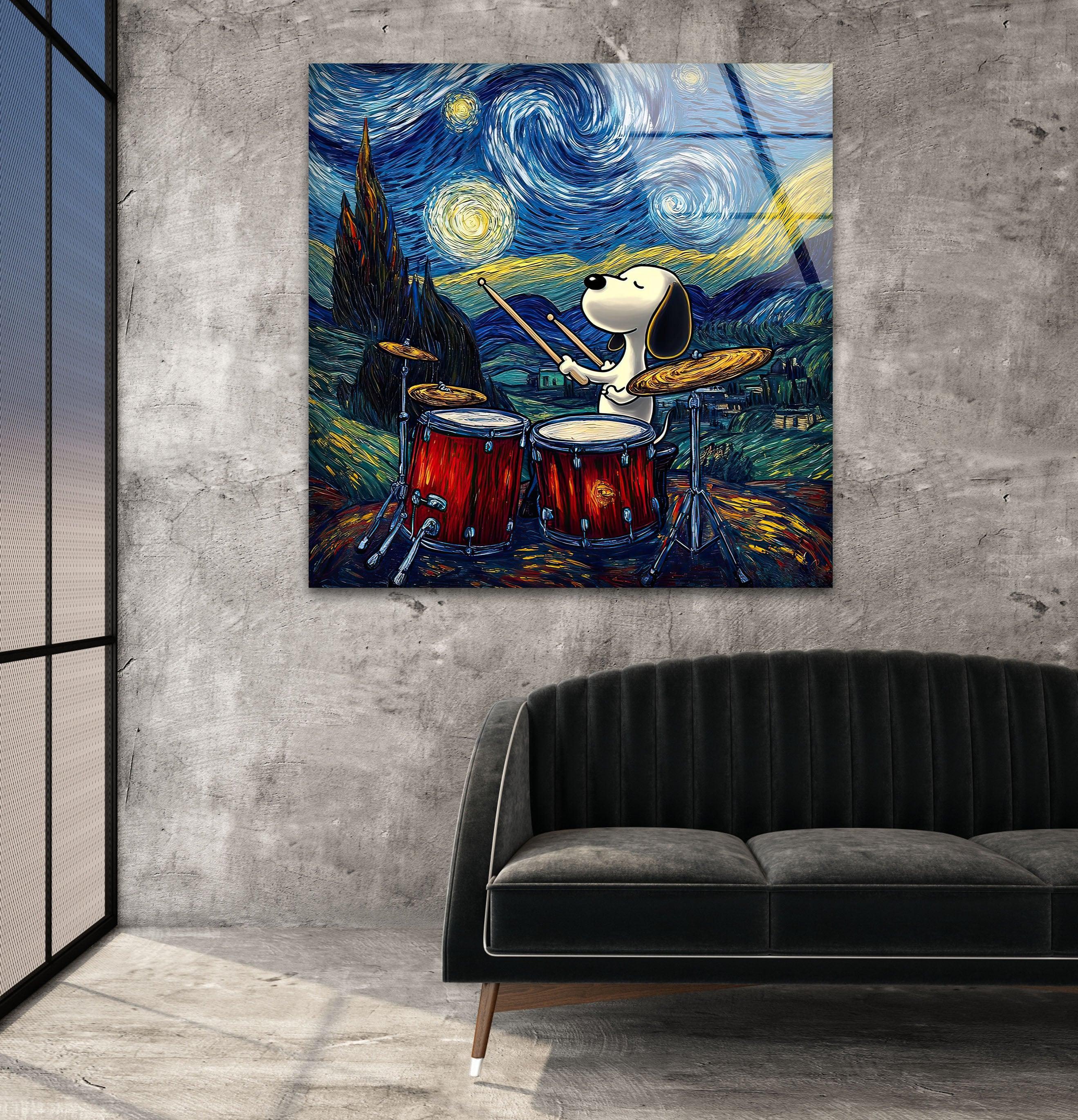 アート・デザイン・音楽 SNOOPY IN PAINTINGS Cartoon Snoopy Drum Wall Art – Fun Artistic Decor – MyPhotoStation